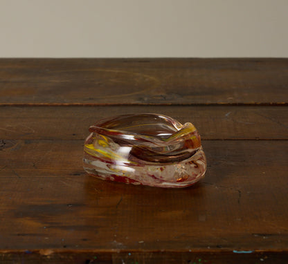 PIERCE & WARD HAND BLOWN GLASS ASH TRAY IN SUNSET