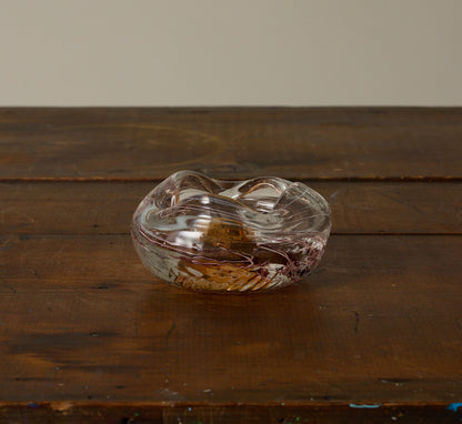 PIERCE & WARD HAND BLOWN GLASS ASH TRAY IN GOLD