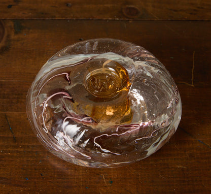PIERCE & WARD HAND BLOWN GLASS ASH TRAY IN GOLD