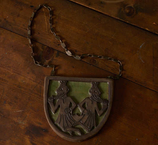 MID CENTURY CERAMIC AND METAL PLAQUE I