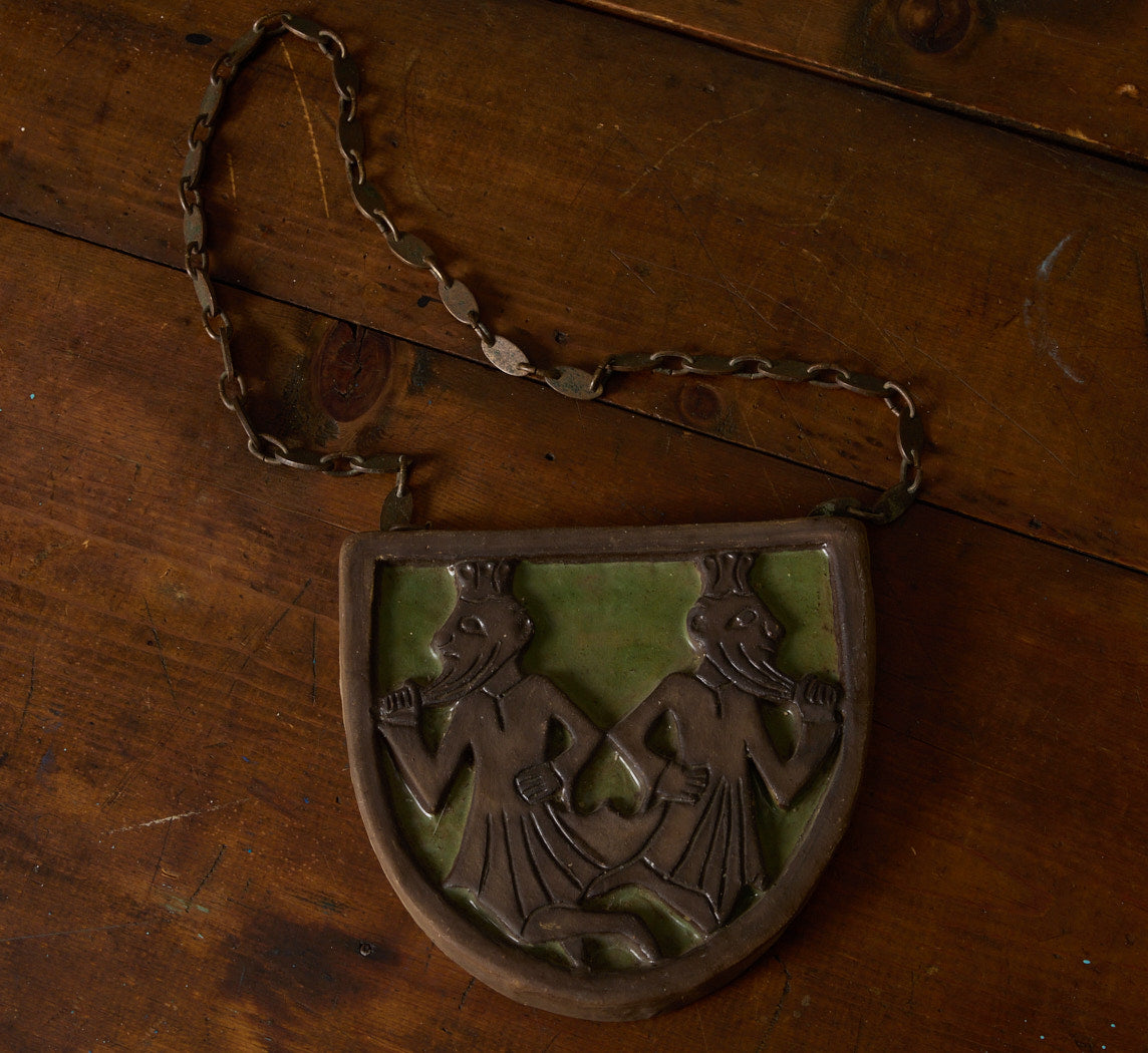 MID CENTURY CERAMIC AND METAL PLAQUE I