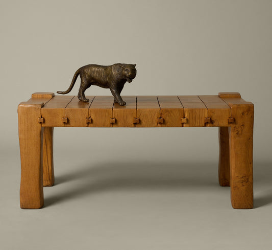 1960S FRENCH OAK BLOCK COFFEE TABLE