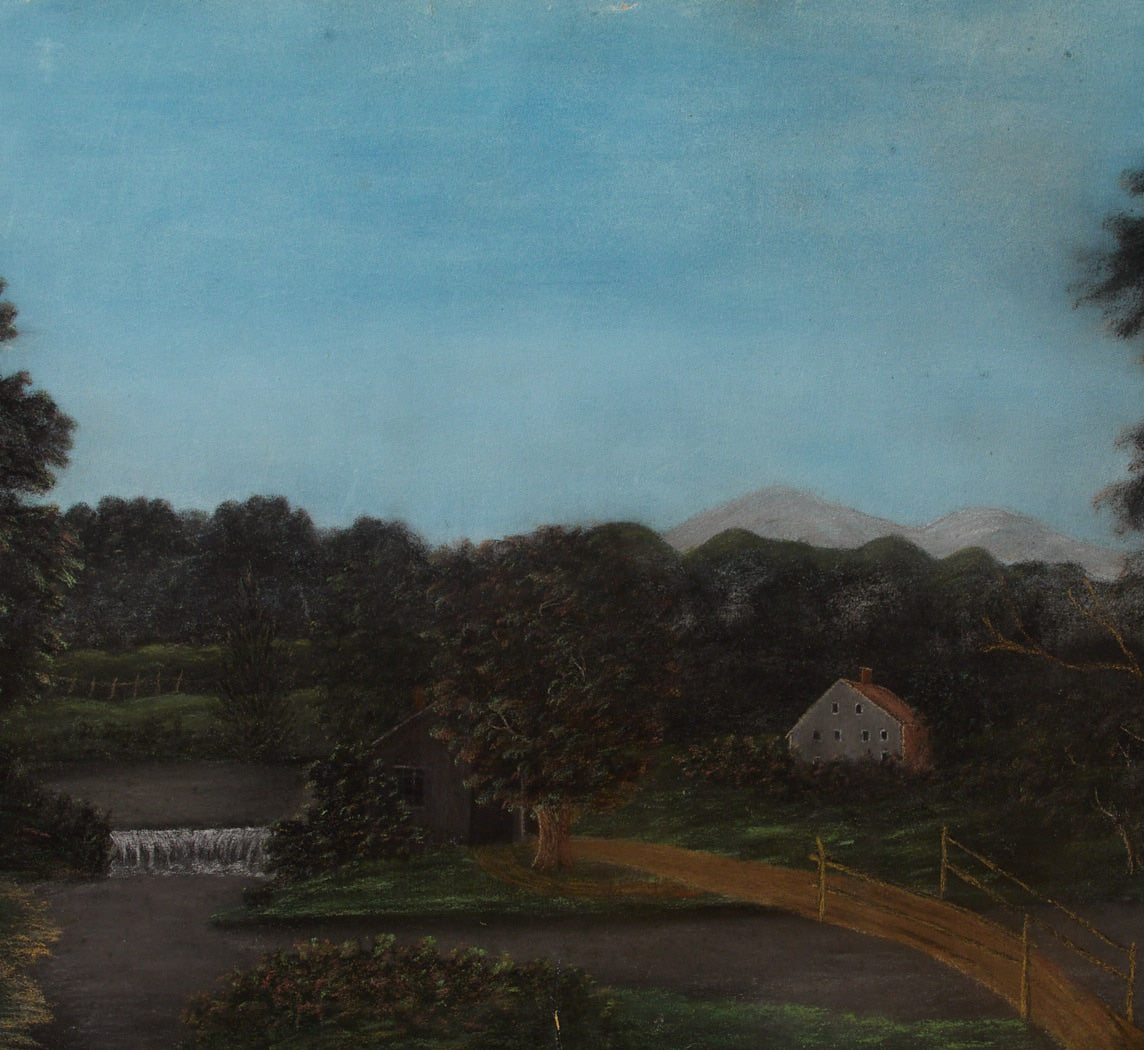19TH CENTURY AMERICAN SCHOOL FARMHOUSE LANDSCAPE