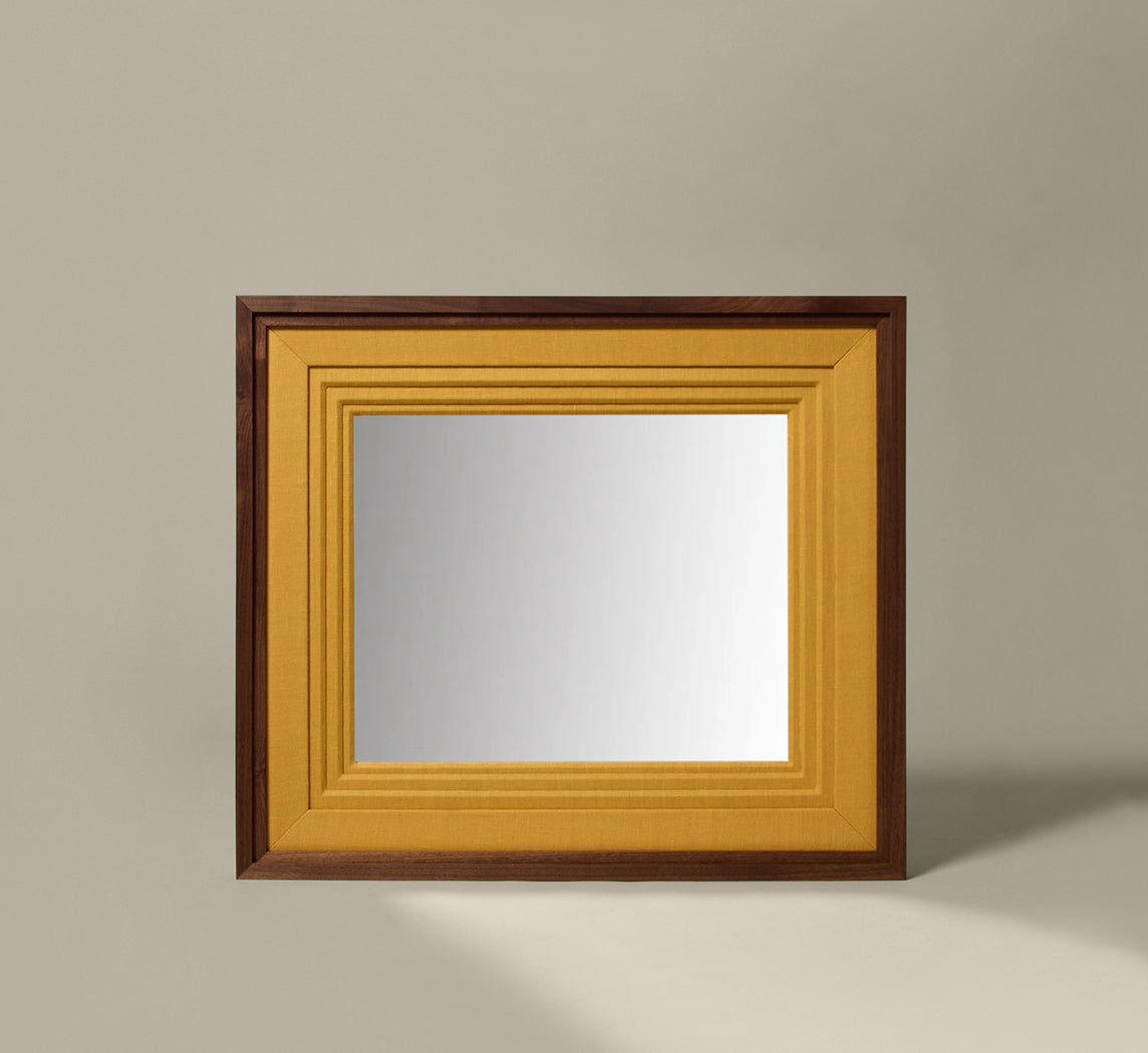 PIERCE & WARD DOUBLE DECKER MIRROR IN MUSTARD LINEN 27" L x 31" H