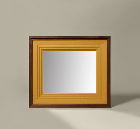 PIERCE & WARD DOUBLE DECKER MIRROR IN MUSTARD LINEN 27" L x 31" H