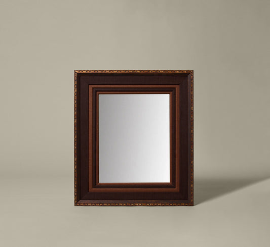 PIERCE & WARD DOUBLE DECKER MIRROR IN NOIR AND CHOCOLATE BROWN LINEN