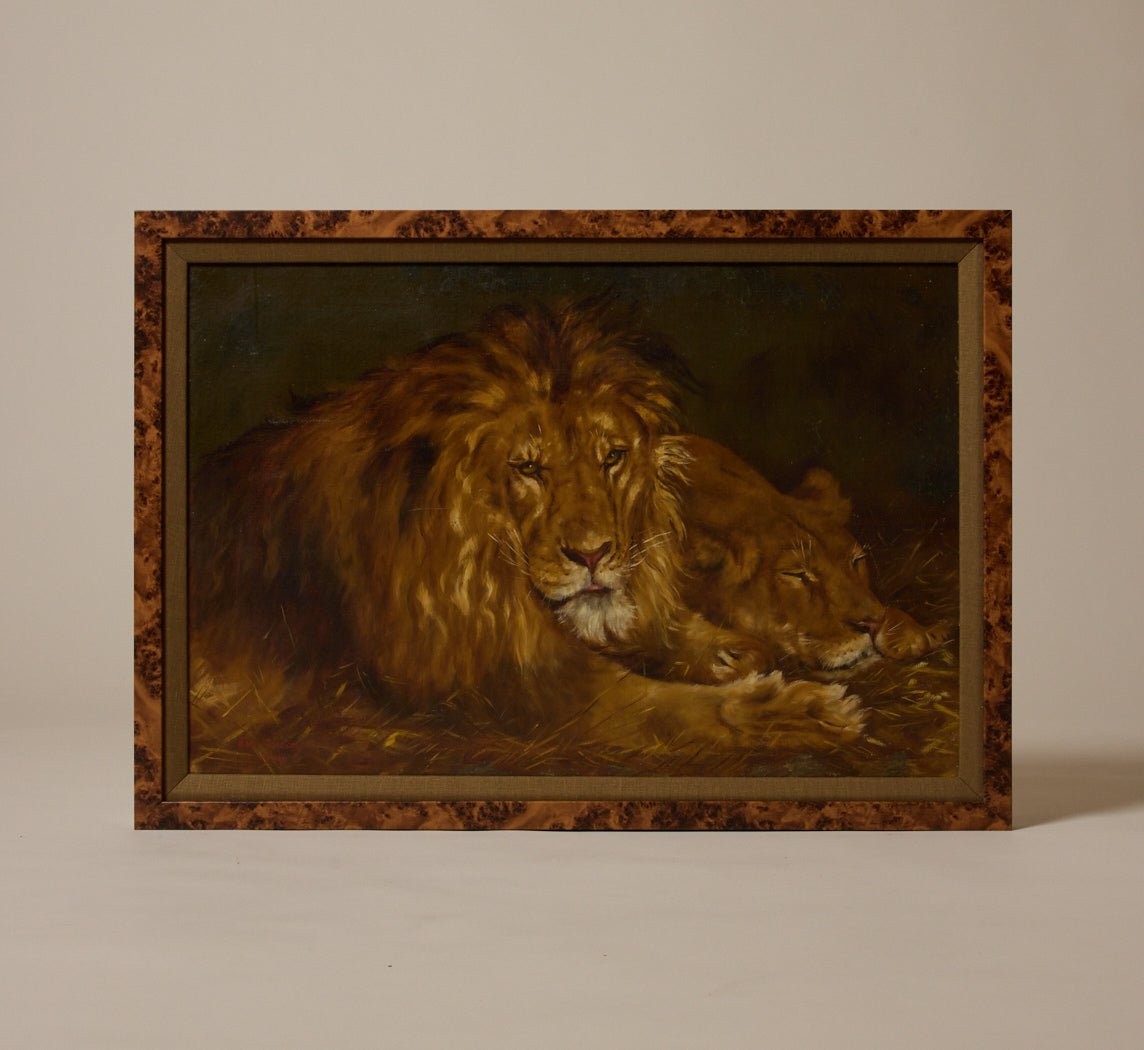 EARLY 20TH CENTURY LION & LIONESS, AFTER GEZA VASTAGH (1866-1919)