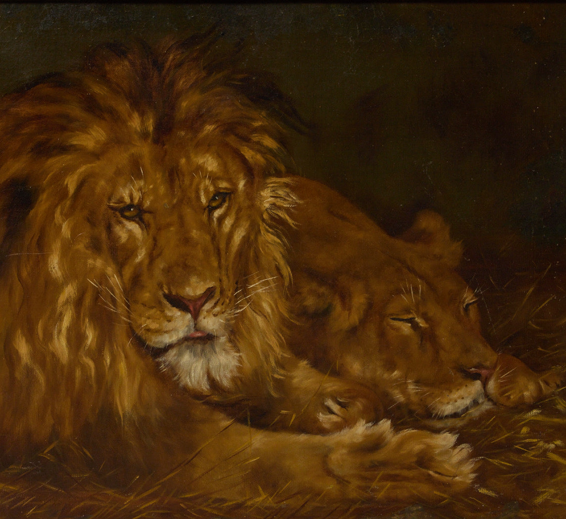 EARLY 20TH CENTURY LION & LIONESS, AFTER GEZA VASTAGH (1866-1919)