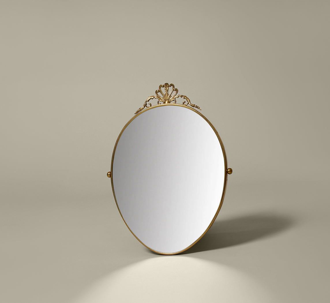 1950S ITALIAN ORNAMENTAL BRASS WALL MIRROR