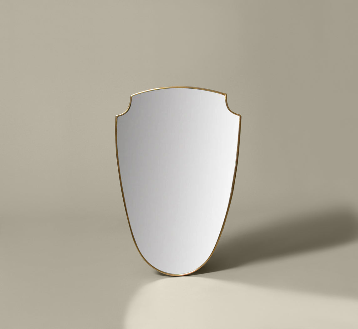 1950S ITALIAN BRASS SHIELD WALL MIRROR