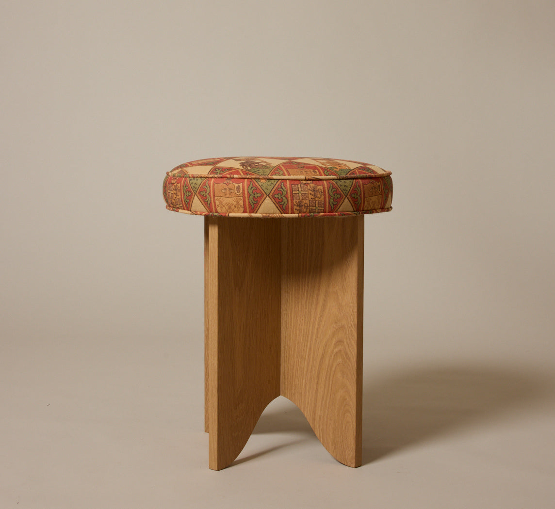 PIERCE & WARD LLOYD SIDE STOOL IN HONEY OAK AND SHIELD LINEN