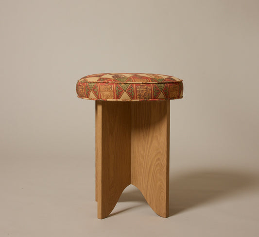PIERCE & WARD LLOYD SIDE STOOL IN HONEY OAK AND SHIELD LINEN