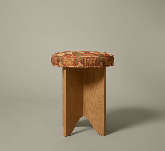 PIERCE & WARD LLOYD SIDE STOOL IN HONEY OAK AND SHIELD LINEN