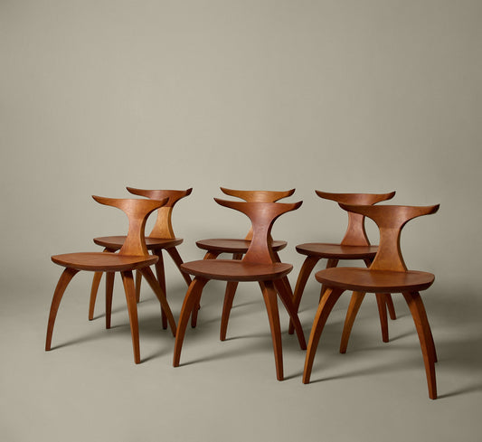 SET OF 6 CHERRY WOOD MERIDIAN DINING CHAIR BY THOS. MOSER