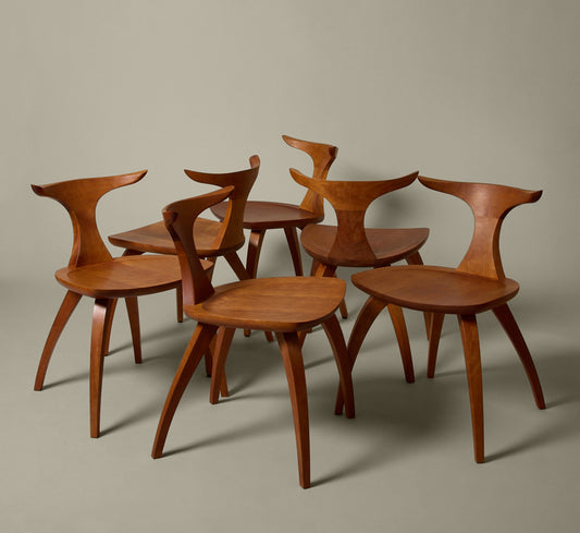 SET OF 6 CHERRY WOOD MERIDIAN DINING CHAIR BY THOS. MOSER