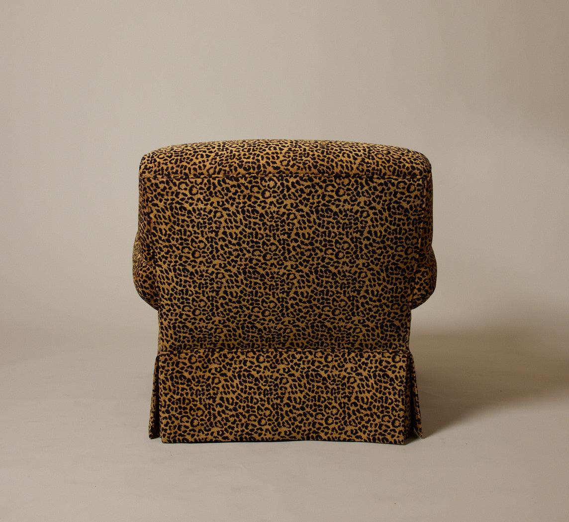 VINTAGE ARMCHAIR IN LEOPARD CHENILLE WITH SKIRT