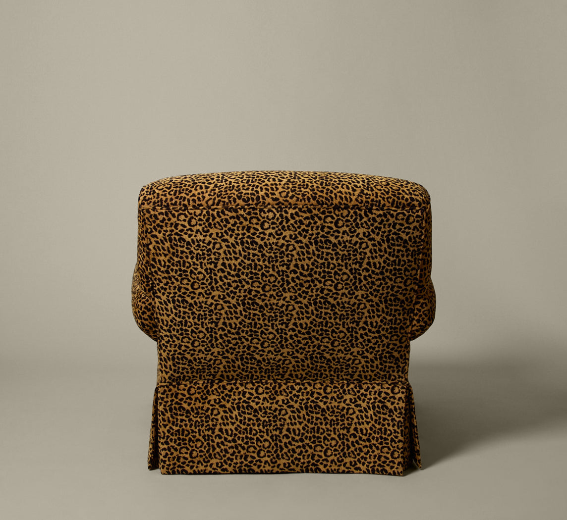 VINTAGE ARMCHAIR IN LEOPARD CHENILLE WITH SKIRT