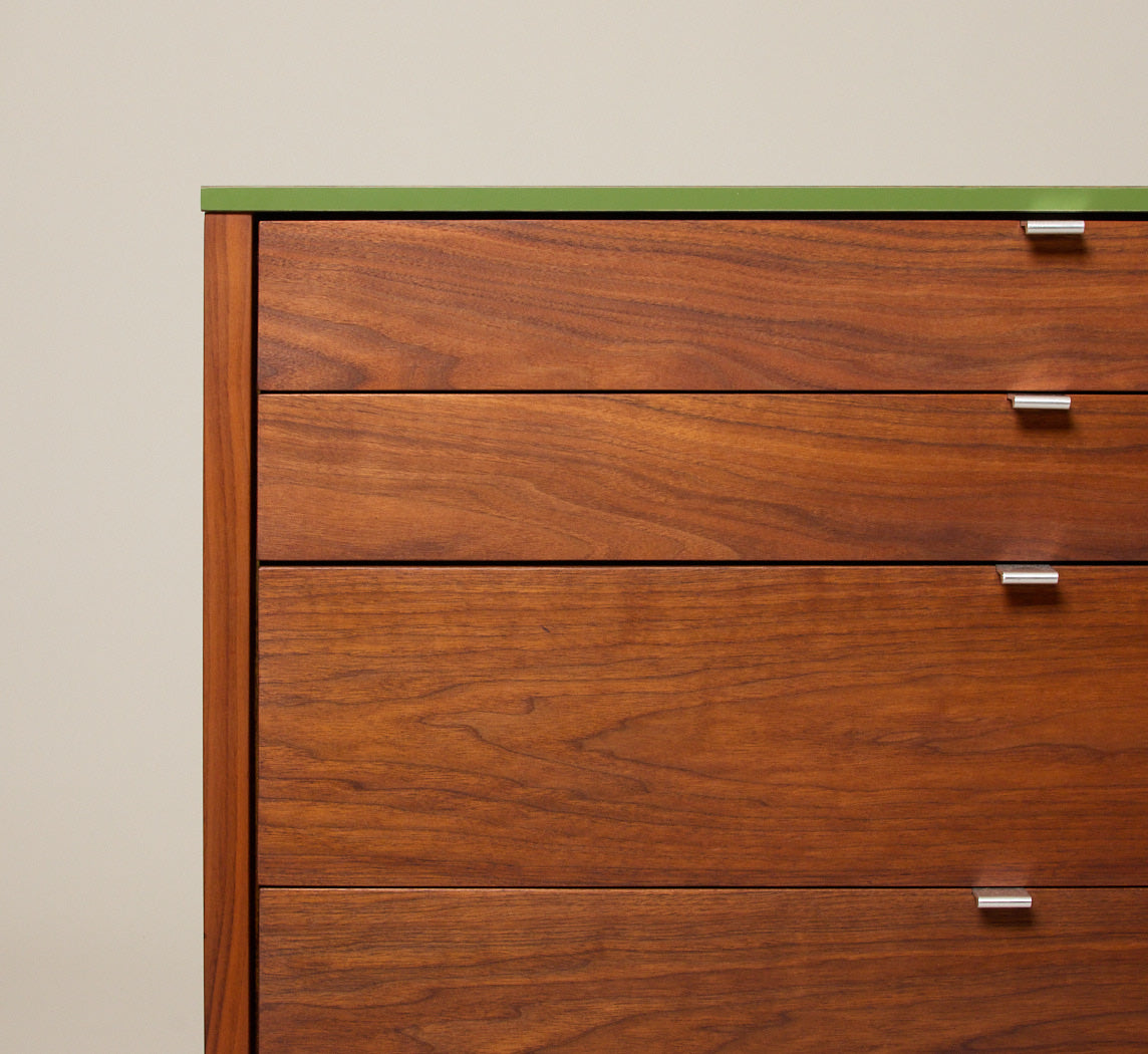 1950S WALNUT & LAMINATE CONVERTIBLE VANITY DESK BY FLORENCE KNOLL