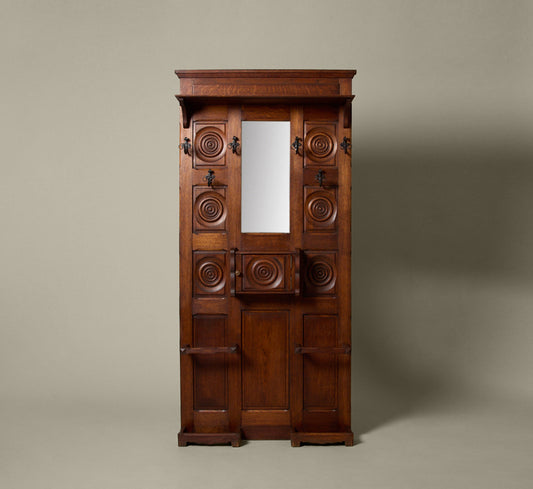 ANTIQUE FRENCH OAK HALL TREE IN THE STYLE OF CHARLES DUDOUYT