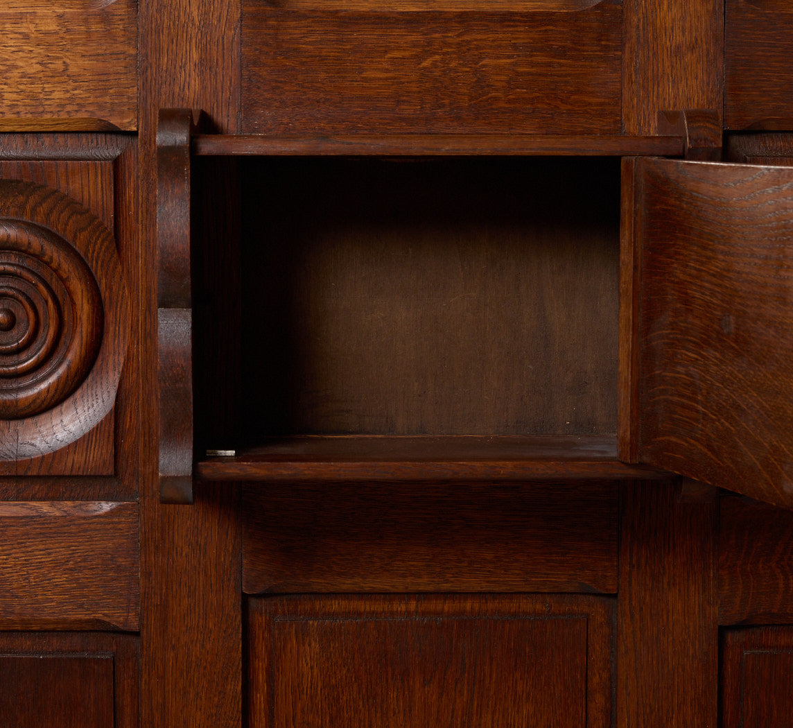 ANTIQUE FRENCH OAK HALL TREE IN THE STYLE OF CHARLES DUDOUYT