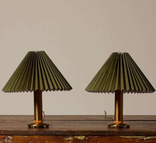 PAIR OF ART DECO BRASS & BAKELITE TABLE LAMPS CIRCA 1920S