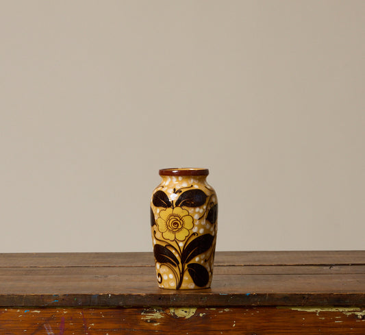 VINTAGE ITALIAN MAJOLICA FLOWER & DOT VASE