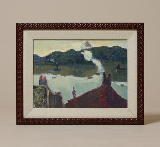 FRENCH RIVER BOAT LANDSCAPE, C. 1940 BY BERNARD LAMOTTE (1903–1983)