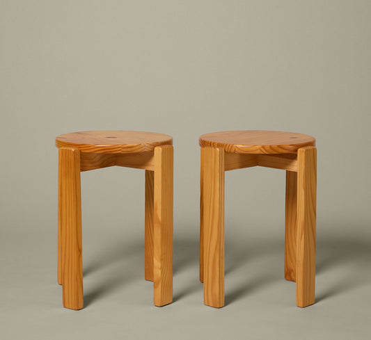 PAIR OF SWEDISH PINE STOOLS, C. 1970S