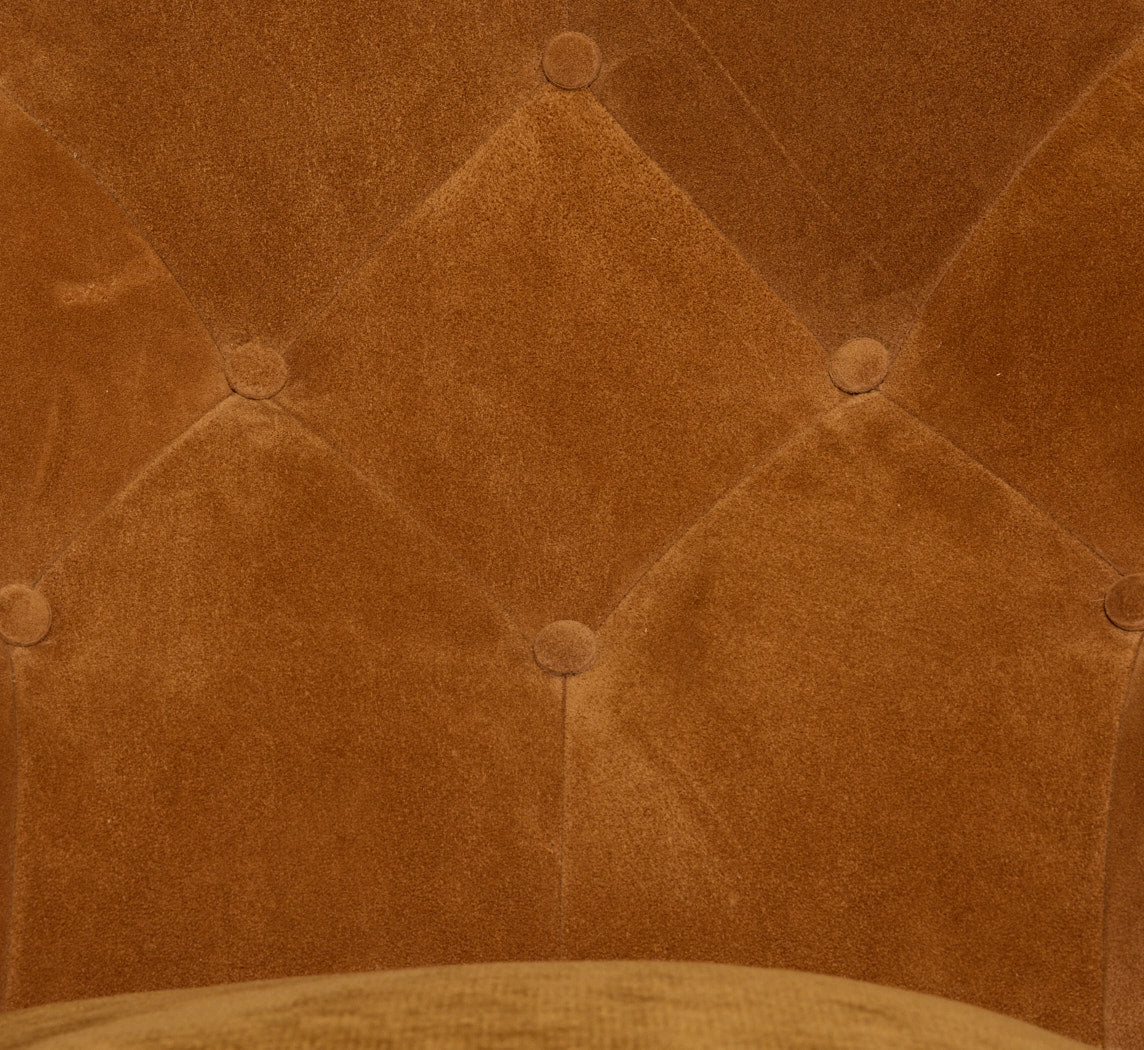 FRITZ HANSEN STYLE DANISH LOUNGE CHAIR IN CARAMEL SUEDE