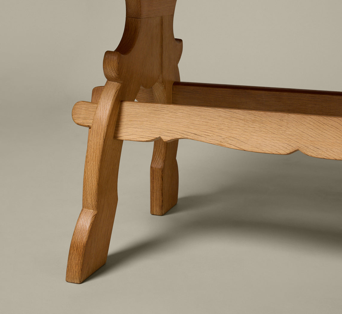 VINTAGE DANISH OAK TRESTLE OCCASIONAL TABLE BY HENNING KJAERNULF