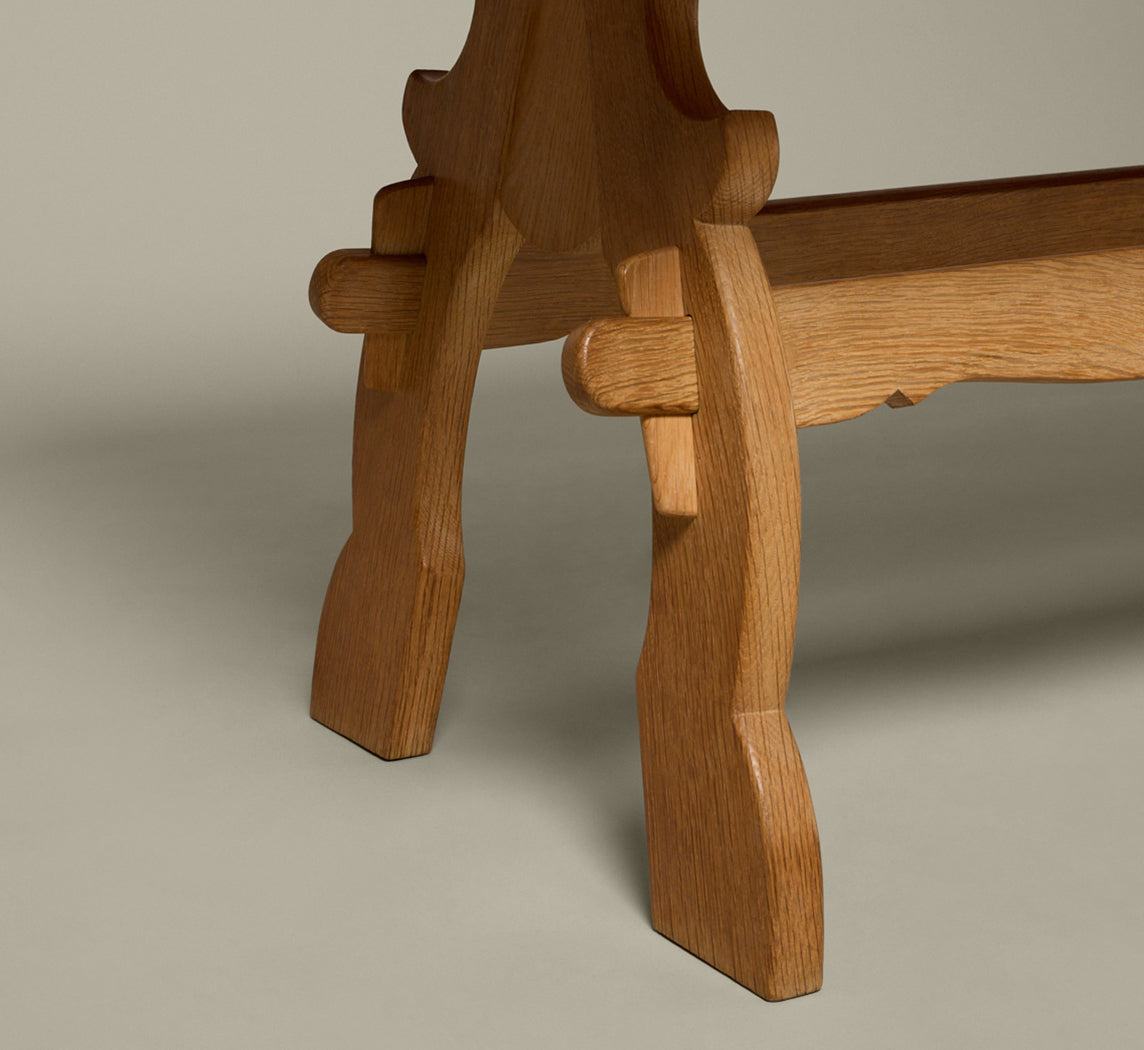 VINTAGE DANISH OAK TRESTLE OCCASIONAL TABLE BY HENNING KJAERNULF