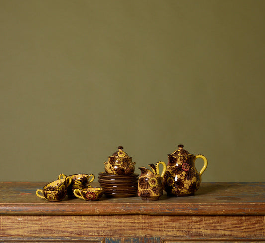 VINTAGE ITALIAN MAJOLICA PAINTED TEA SERVICE