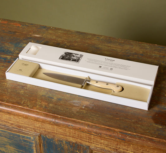 UTILITY KNIFE WITH CREAM LUCITE HANDLE BY COLTELLERIE BERTI
