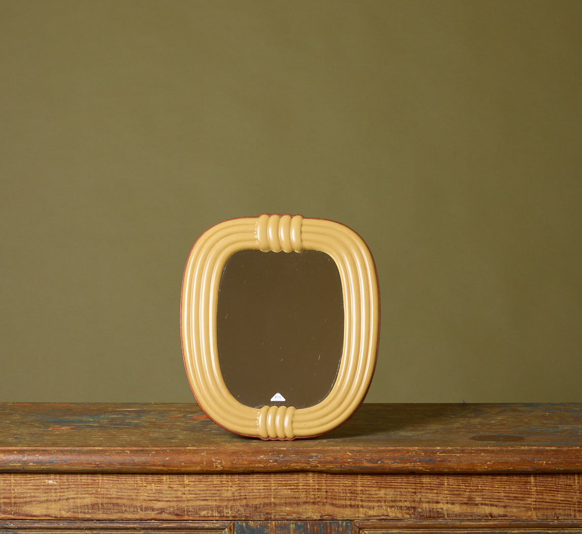 VINTAGE ITALIAN YELLOW BAKELITE TABLE MIRROR
