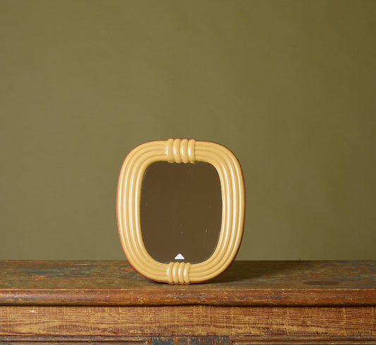 VINTAGE ITALIAN YELLOW BAKELITE TABLE MIRROR