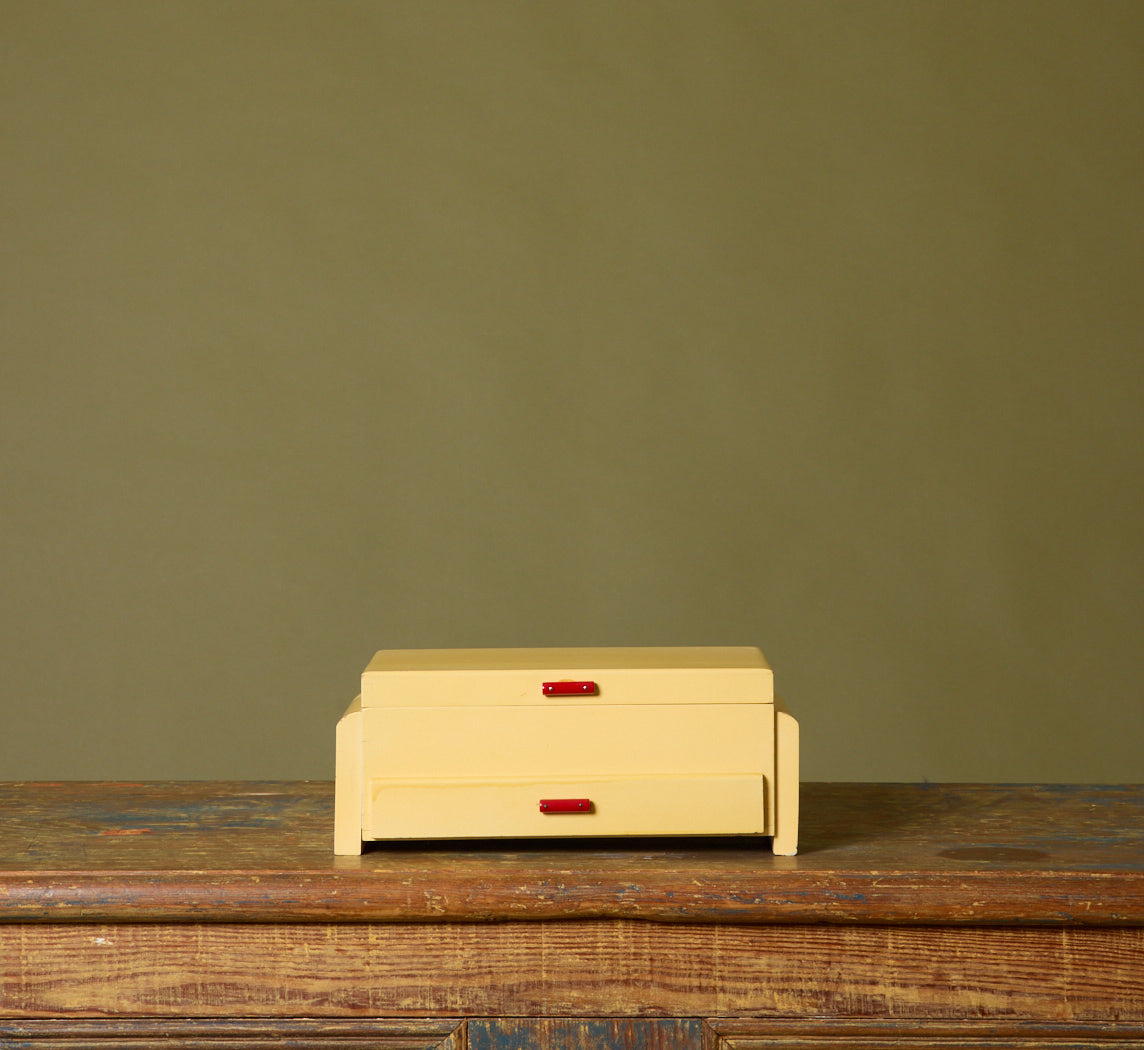 ANTIQUE ART DECO PAINTED DOVETAIL JEWELRY BOX
