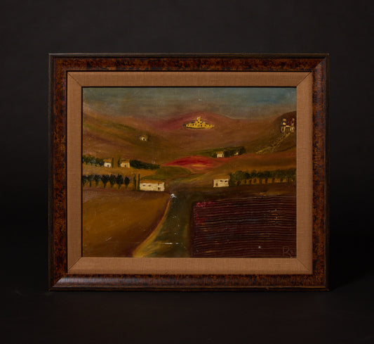 VINTAGE AMERICAN PRIMITIVE PRAIRIE LANDSCAPE