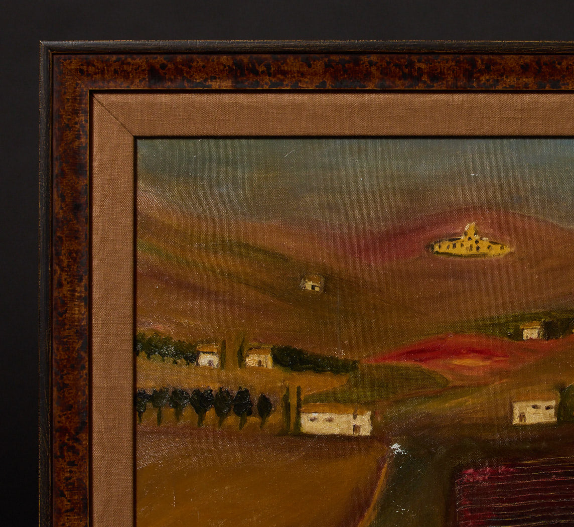 VINTAGE AMERICAN PRIMITIVE PRAIRIE LANDSCAPE