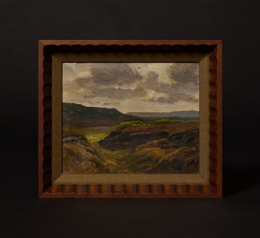 1920S DUTCH ROMANTIC LANDSCAPE WITH ROCKY HILLS AND CLOUDS