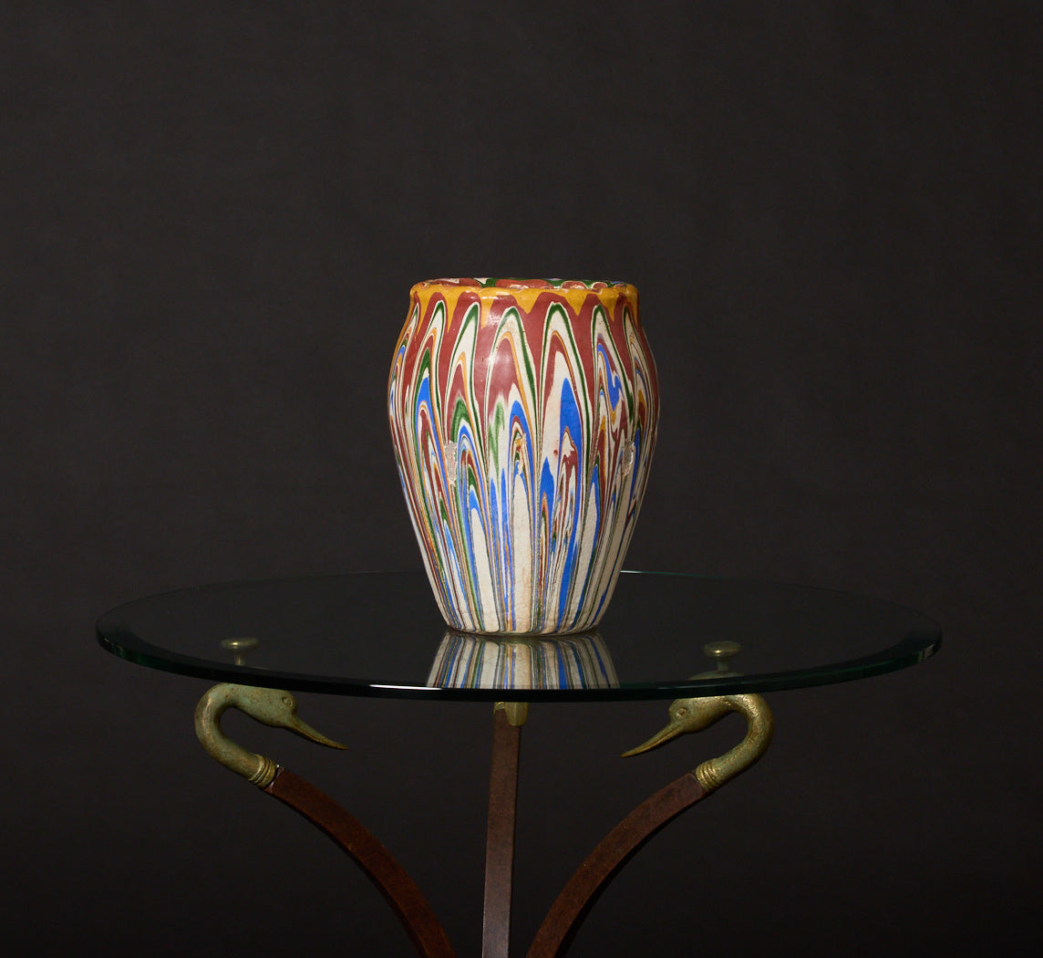 EARLY 20TH CENTURY MARBLED STONEWARE VASE