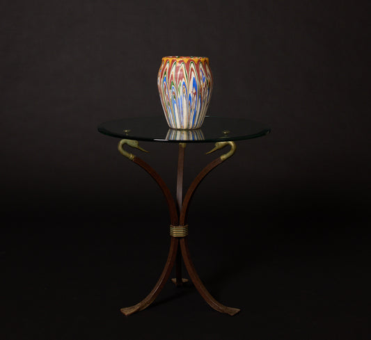 VINTAGE ITALIAN GLASS GARDEN TABLE WITH SWANS