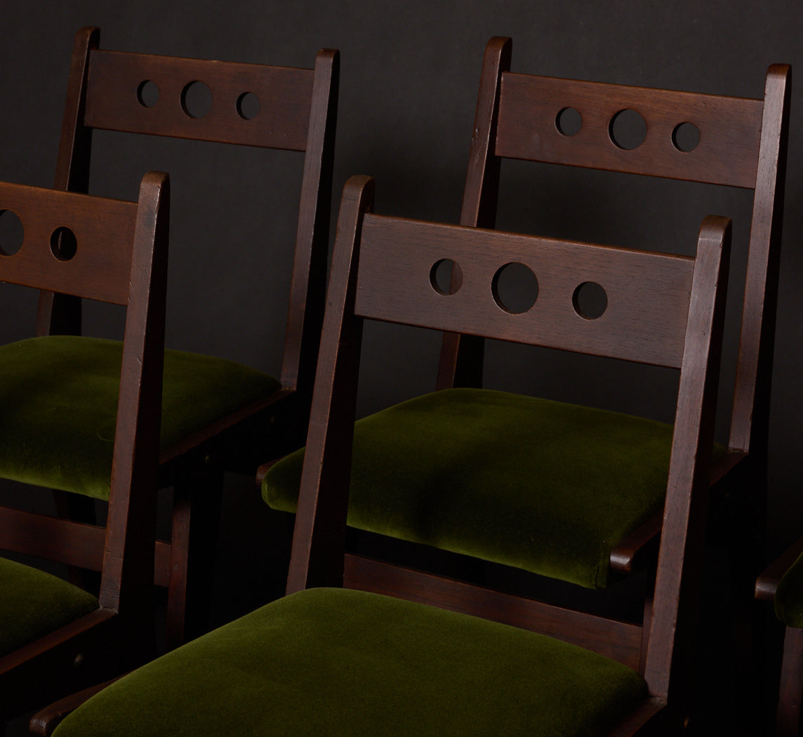 1950S ITALIAN WALNUT & VELVET DINING CHAIR