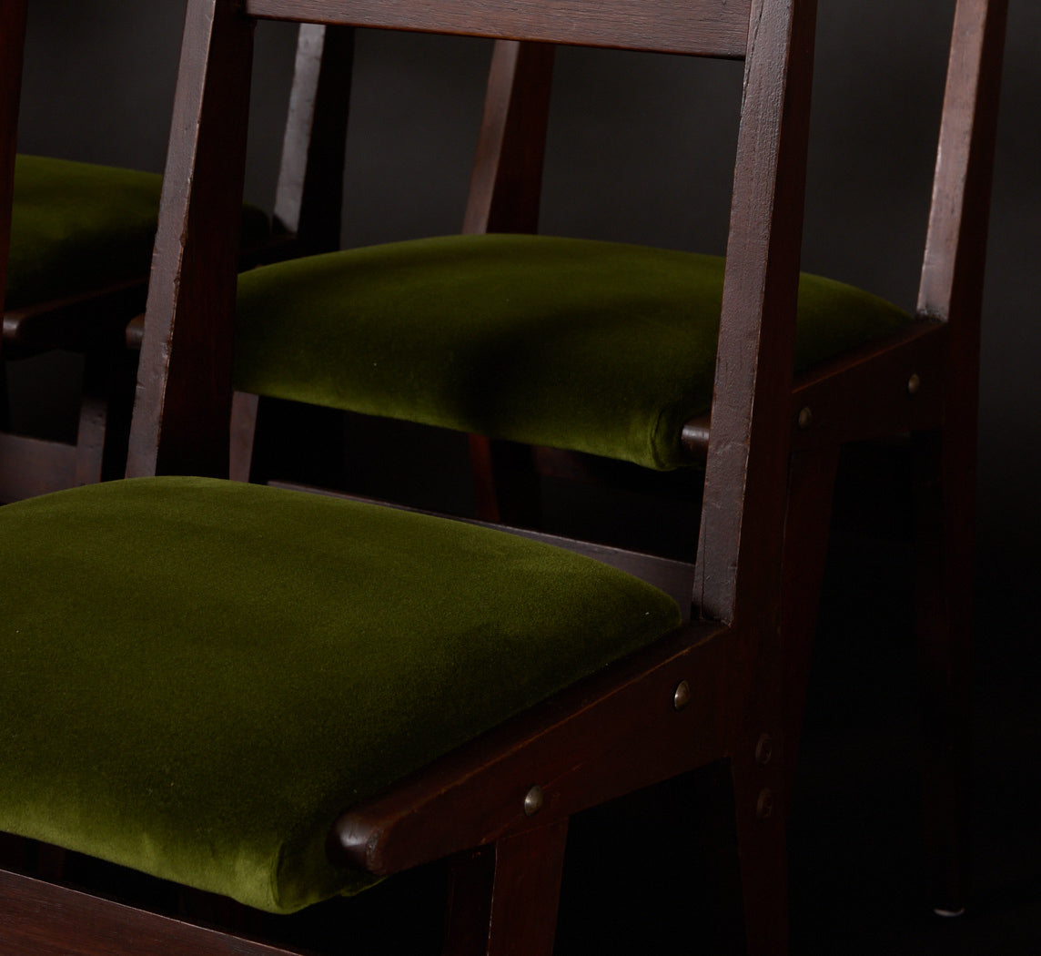 1950S ITALIAN WALNUT & VELVET DINING CHAIR
