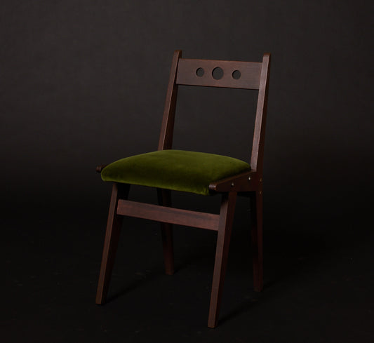 1950S ITALIAN WALNUT & VELVET DINING CHAIR