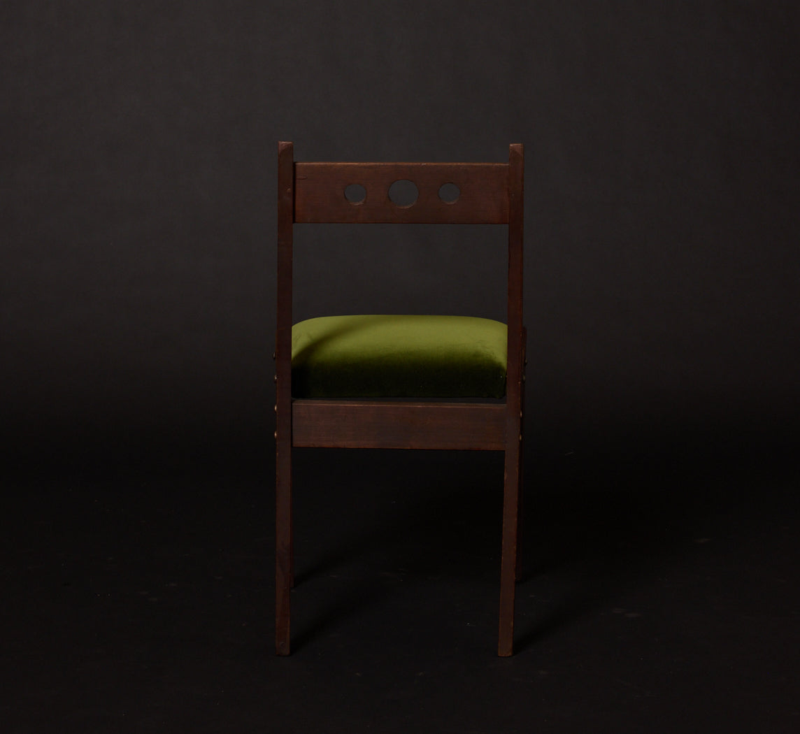 1950S ITALIAN WALNUT & VELVET DINING CHAIR