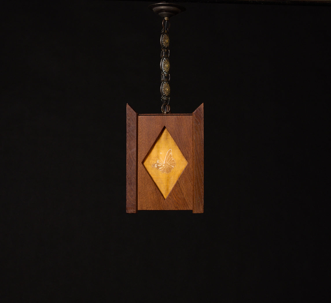 1930S AMSTERDAM SCHOOL WOODEN PENDANT LIGHT
