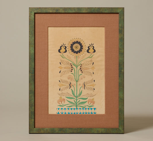 VINTAGE AMERICAN FOLK ART BOTANIC WATERCOLOR SKETCH