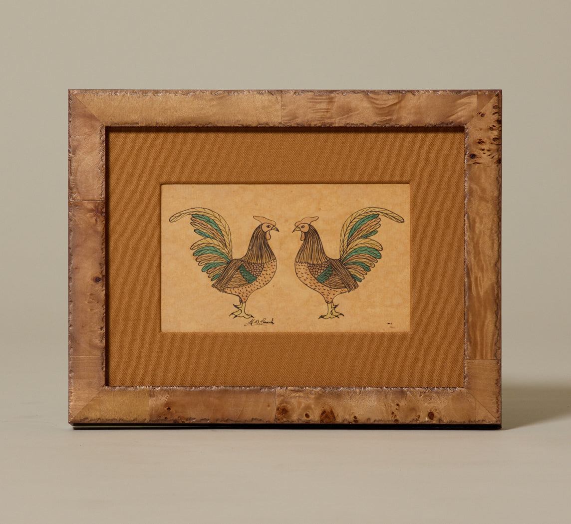 VINTAGE AMERICAN FOLK ART ROOSTER SKETCH