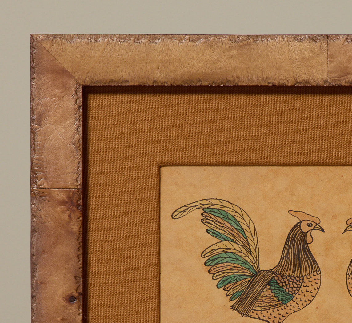 VINTAGE AMERICAN FOLK ART ROOSTER SKETCH