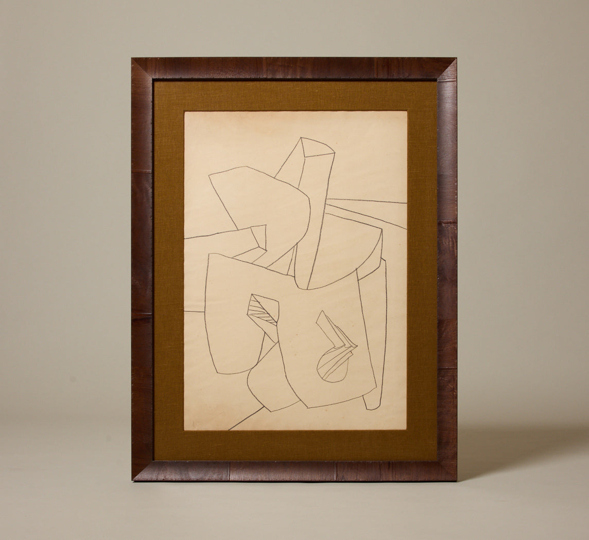 MIDCENTURY FRENCH ABSTRACT CUBIST COMPOSITION